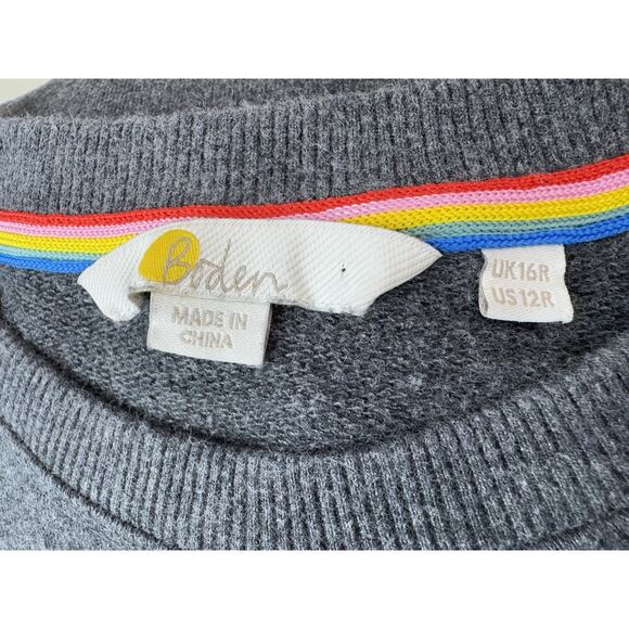 Boden Womens Jasmine Sweatshirt Dress US 12 Charcoal Marl Embroidered Boho Chic - Picture 16 of 16